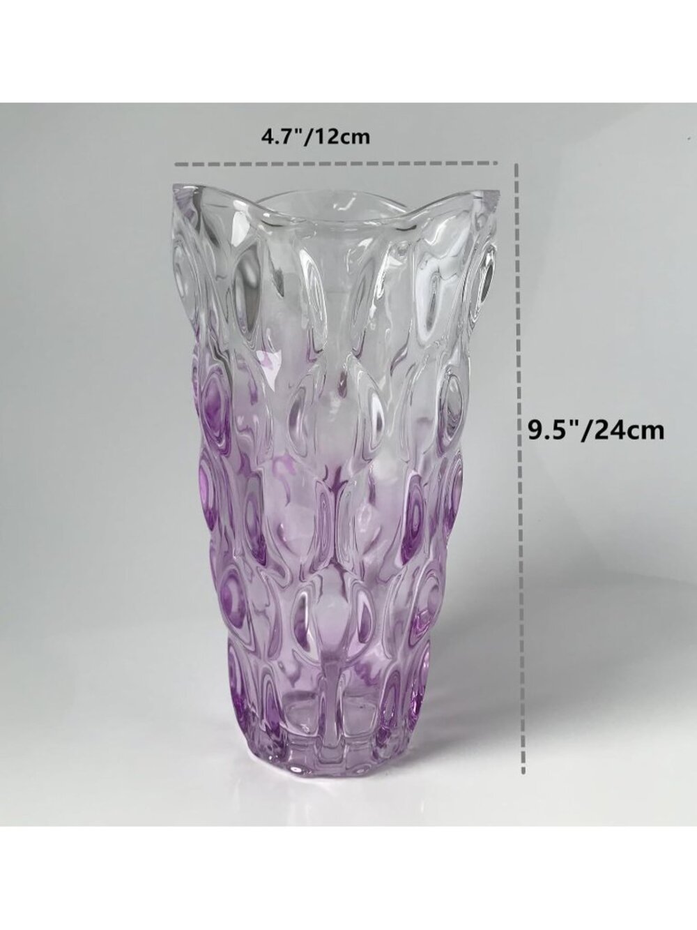 9.5 Inch Sparkle Light Purple Heavy Glass Flower Vase Bohemian Style Home Deco